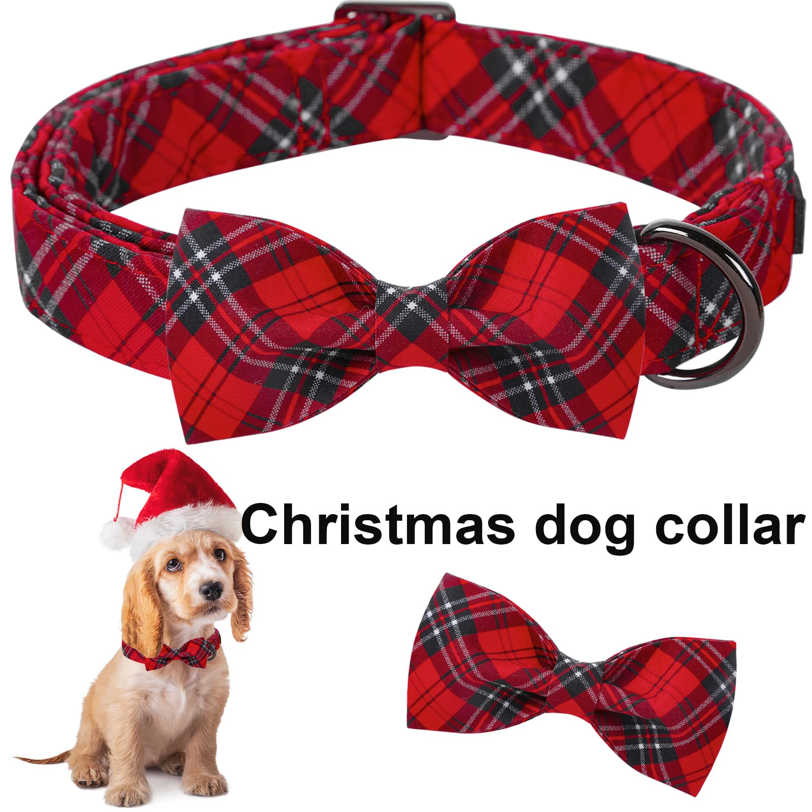 ARING PET Weihnachts-Hundehalsband Mit Schleife – Rotes Weihnachtsmann-Design, Verstellbar, Für Kleine Bis Große Hunde