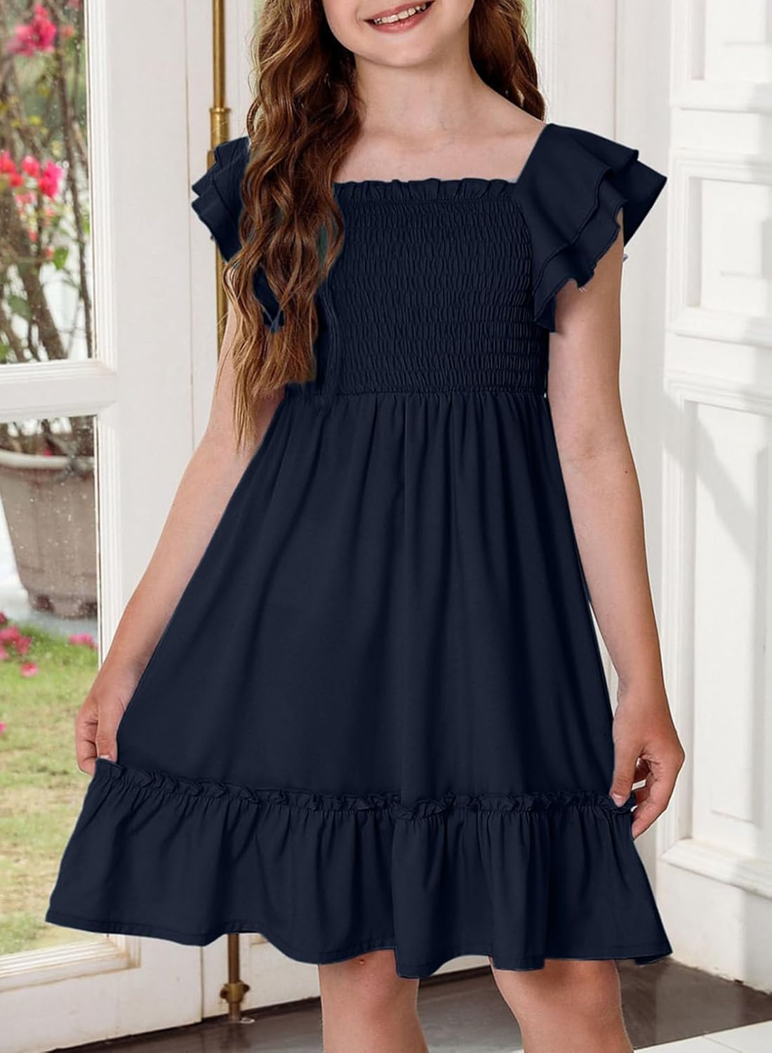 blibean Tween Girls Elegant Ruffle Sleeve Dresses Size 6-15 Years - Image 4