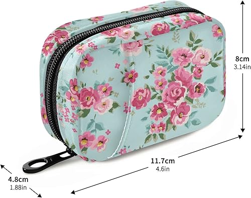 Miniatura 3 de Naanle Pastillero de flores de rosas de acuarela para 7 días, bolsa organizadora de píldoras de viaje con cremallera, funda semanal portátil floral,