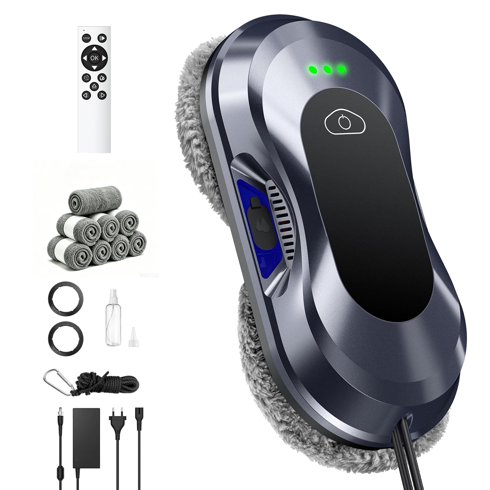 Keero Robot Limpiacristales, Lavado de Ventanas con Doble Boquilla y Potencia de Succión de 6000 Pa 2026 Mejorado, 3 Modos de Limpieza, Tanque de Agua 60ml, Limpia Cristales Electrico Ventanas