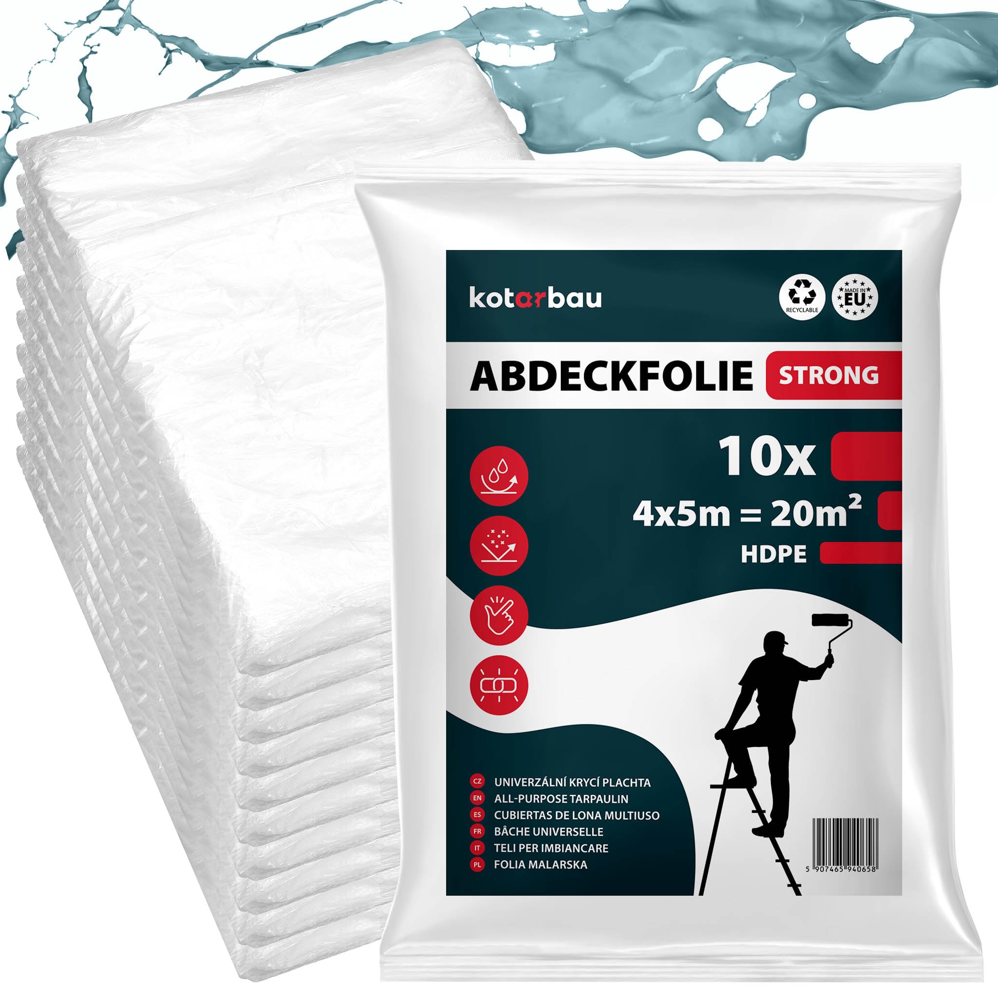 4 Rouleaux Bâche Protection Peinture 270x20 M | Film Adhésif Transparent Pour Sol, Murs, Meubles Et Voiture