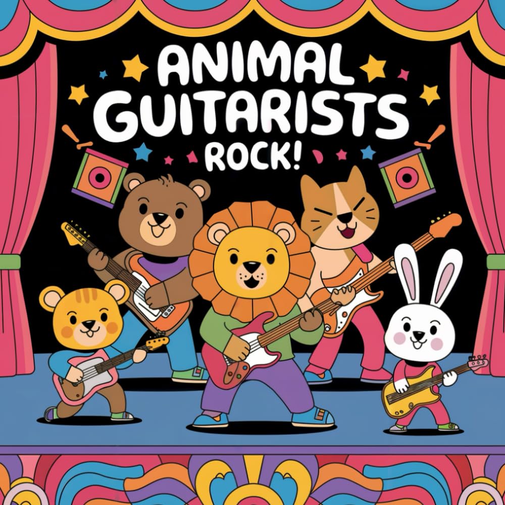 Animal Guitarists Rock: Coloring book for young guitar enthusiasts and animal lovers. Suitable for kids of all ages