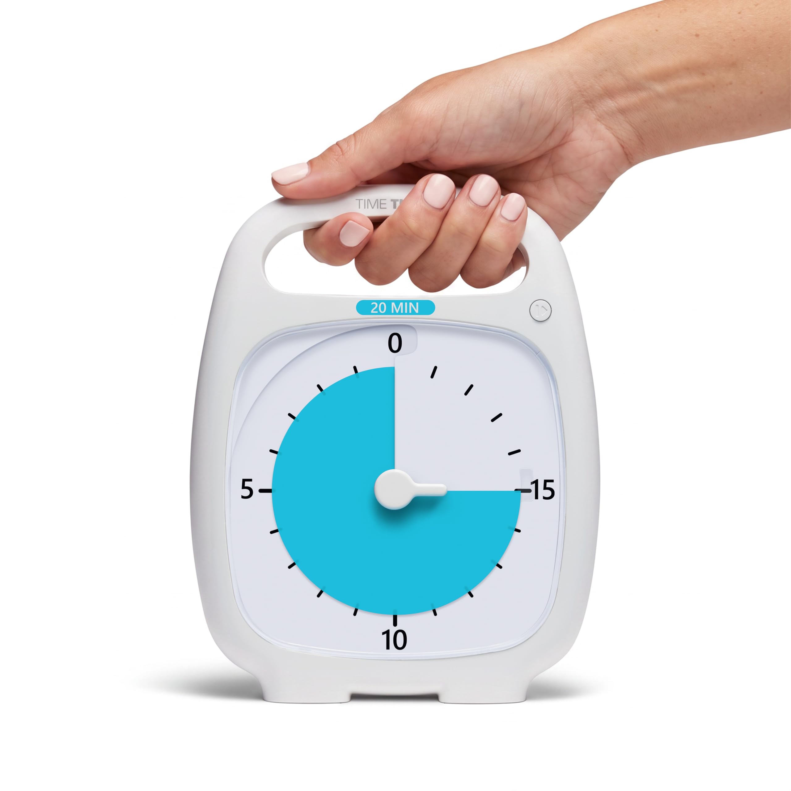 TIME TIMER PLUS 20 Minuten Visueller Analog-Timer Uhr - Optionaler Aktustischer Alarm (Lautstärkeregler) Kein lautes Ticken; Zeitmanagement-Tool (weiß)