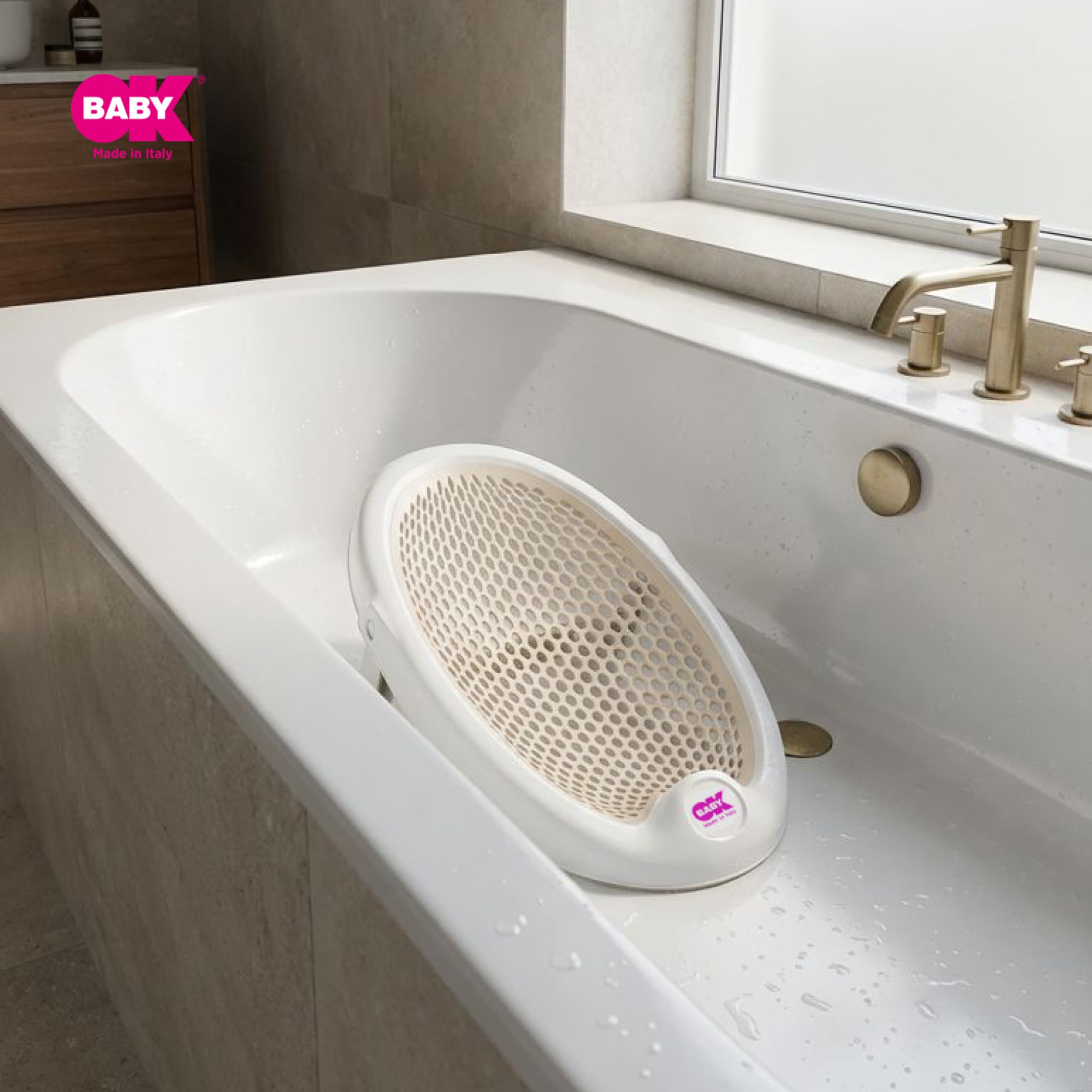 OKBABY Jelly - Sdraietta da Bagno Richiudibile, Morbida e Confortevole per il Bagnetto del Neonato 0-8 Mesi (8kg) - Rosa