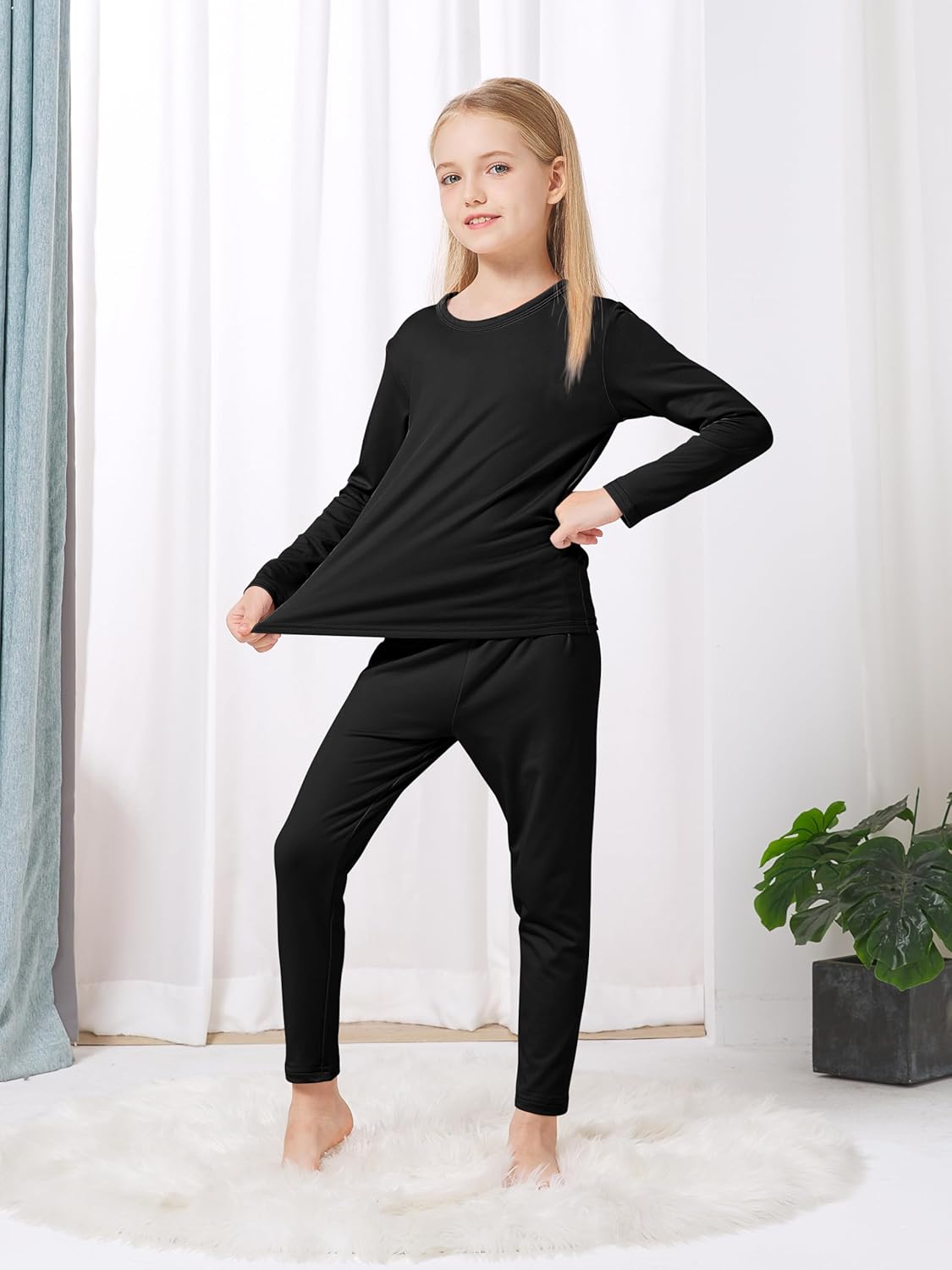 VZV Girls Thermal Underwear Set Thermal Underwear for Kids Fleece Lined Long Johns Kids Base Layer Top and Bottom for Winter - Image 4