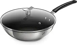 Frigideira Wok Aço Inox Antiaderente Electrolux 28cm com Tampa