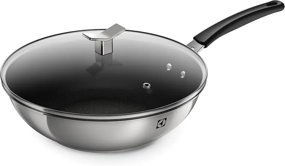 Frigideira Wok Aço Inox Antiaderente Electrolux 28cm com Tampa