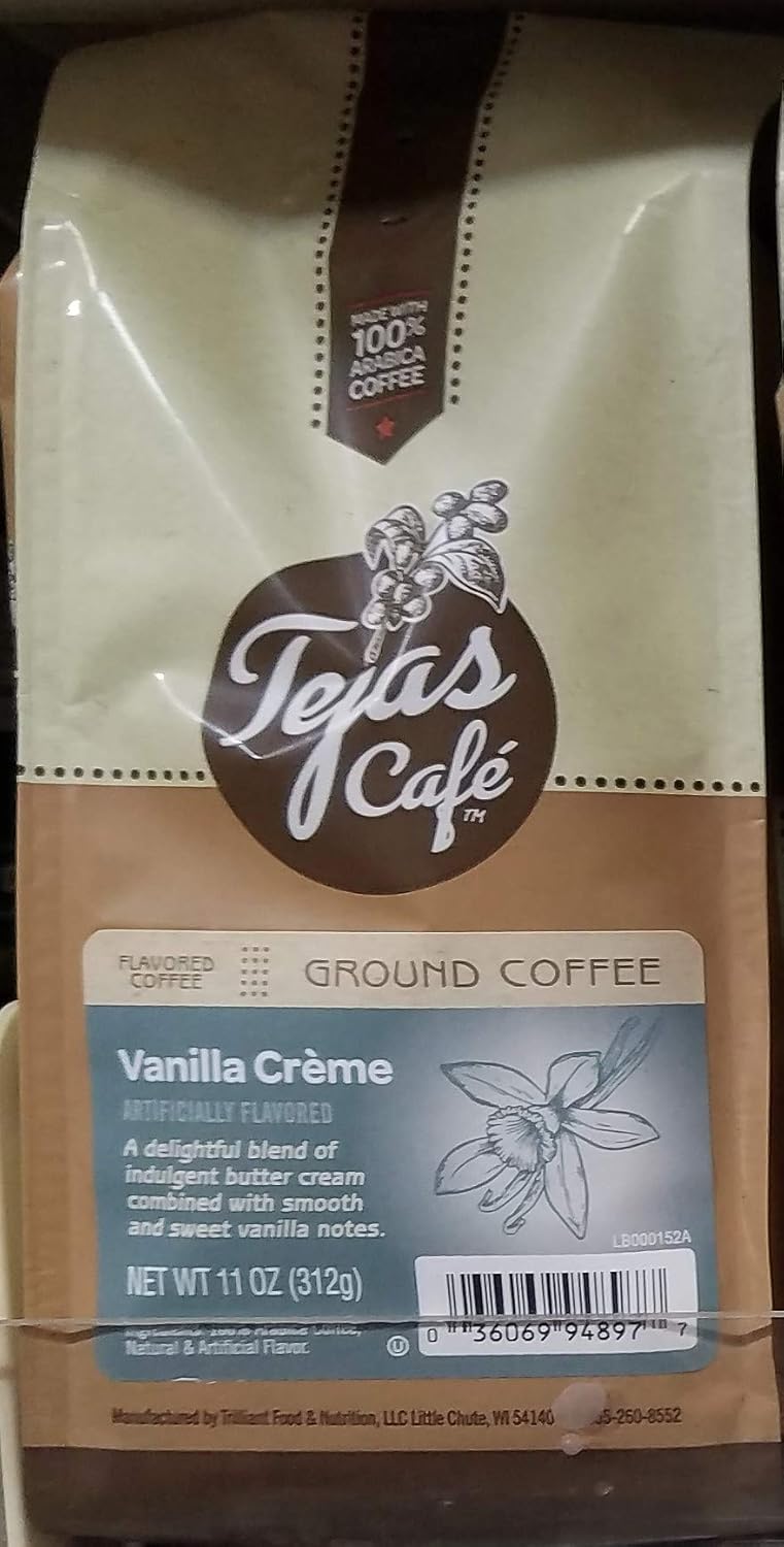 Tejas Cafe Vanilla Creme Ground Coffee 11 oz (Pack of 2)
