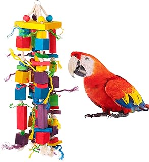 Bird Toys Parrot Chewing Toy Large Wooden Block Knots Shredding Toys for Medium Large Birds Parakeet Cockatiels Conures African Grey Parrots Small Macaws and Amazon Parrots
