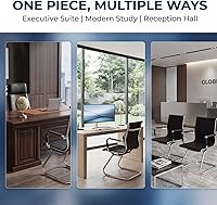 Vista 7 de Sillas de recepción, sin ruedas, silla de conferencia, de cuero, resistente, soporte para la espalda, silla de invitados de oficina, juego de 2 Negro