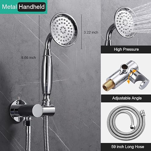 Miniatura 4 de Juego de grifos de ducha con boquilla de bañera sistema de ducha de lluvia antiguo de 9 pulgadas, cabezal de lluvia de montaje en pared y rociador