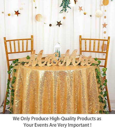 Miniatura 2 de ShiDianYi Mantel redondo de 90 pulgadas, mantel de lentejuelas doradas brillantes para fiesta de cumpleaños, cortinas elegantes, mantel de mesa para