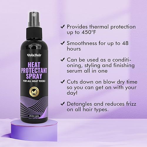 Miniatura 5 de Spray protector de calor para el cabello, spray de protección contra el calor para cabello lacio y rizado, protector térmico para el cabello,