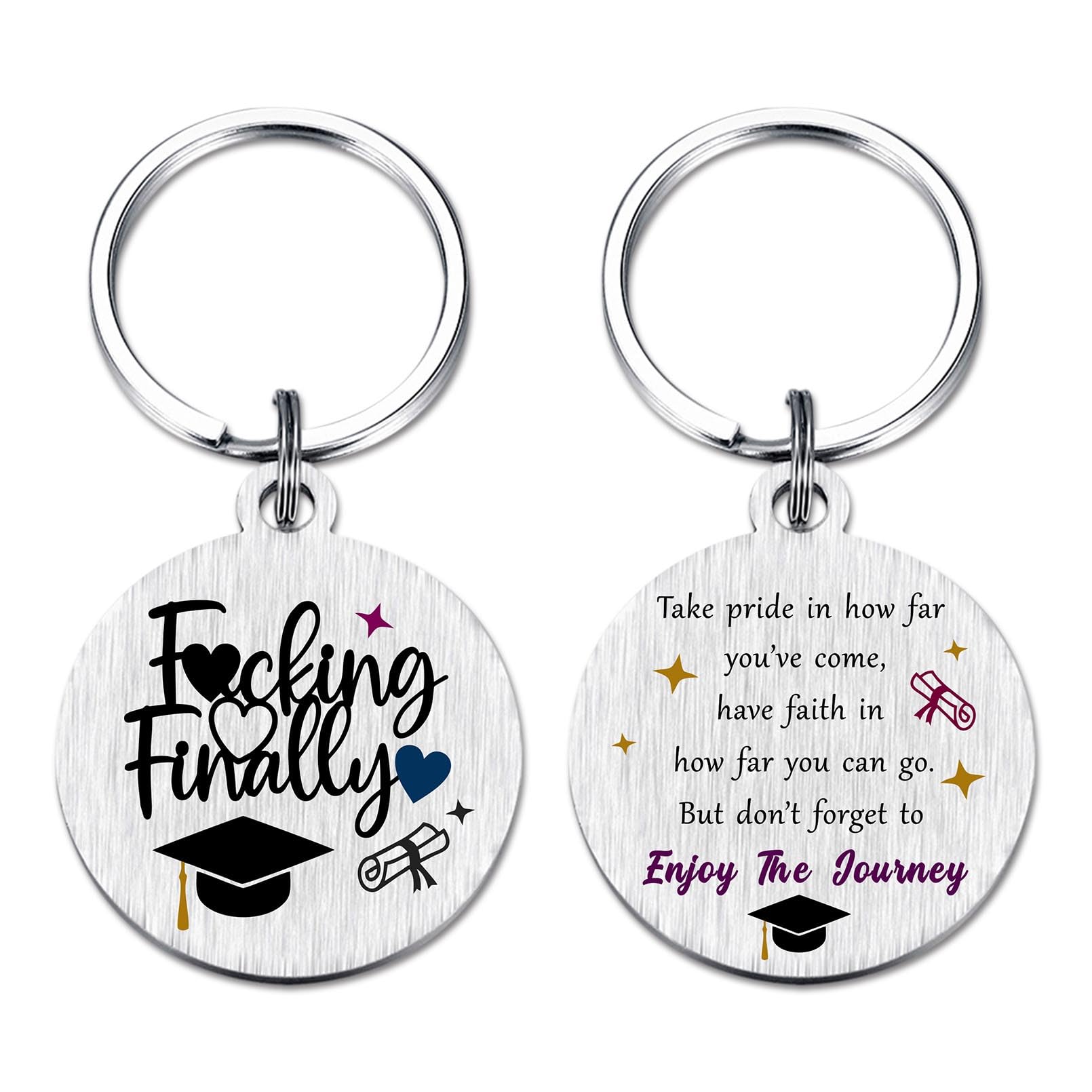 Funny Graduation Keychain for Women Men- College High school Master Middle Graduate Gifts for Boys Girls Him Her