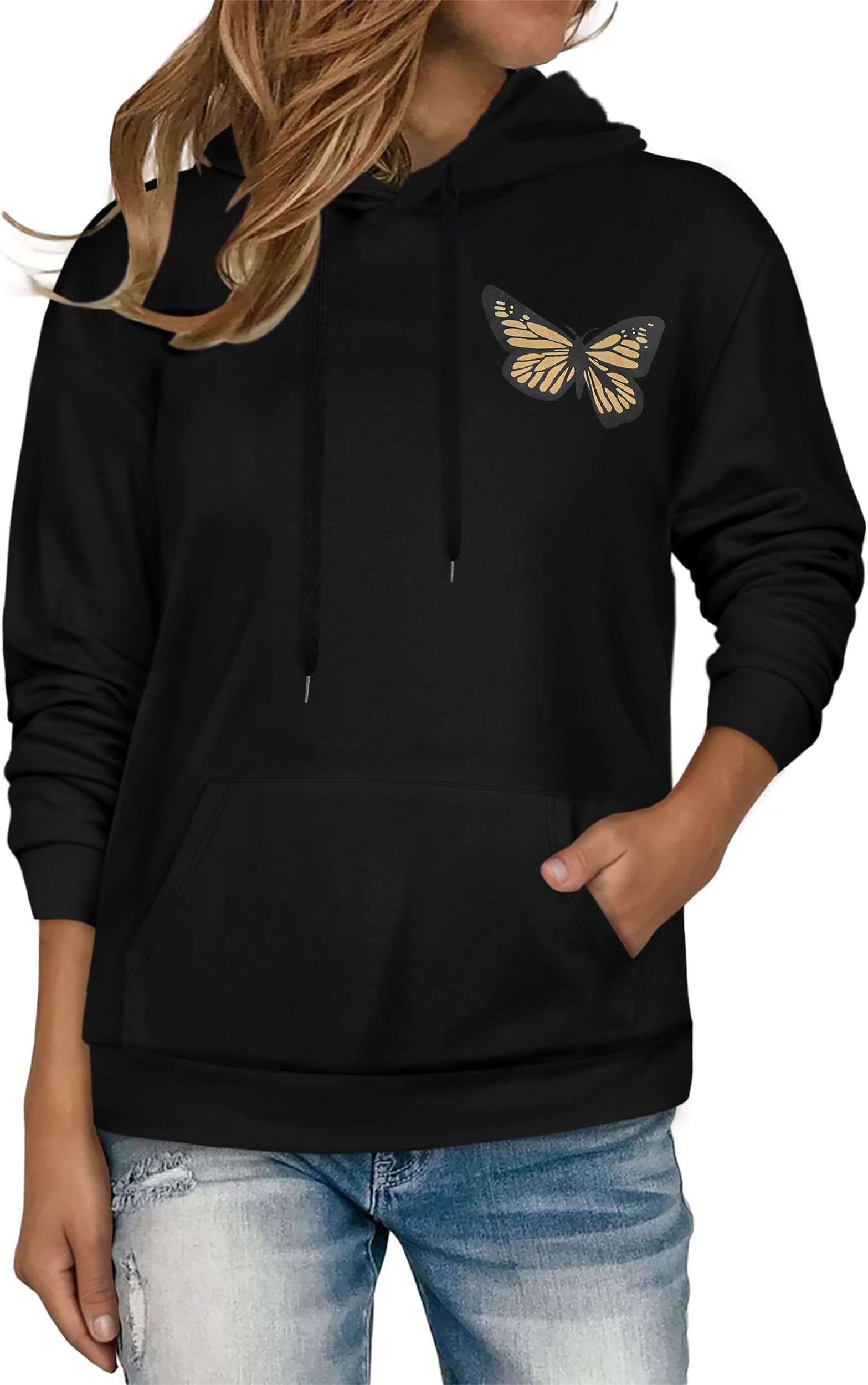 Women's Hoodies Long Sleeve Sweatshirts Drawstring Pullover Tops with Pocket Casual Loose Blouses Tunic
