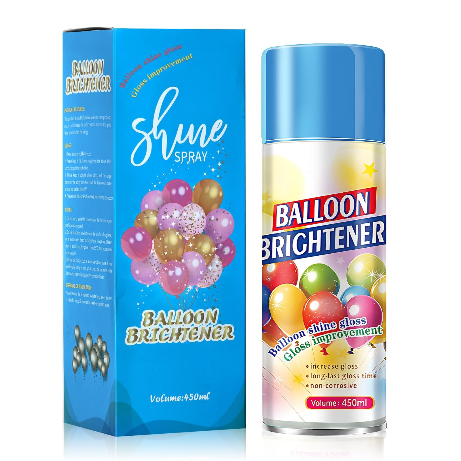 Allony Spray Brillant pour Ballons, Balloon Shiny Spray, Éclaircissant pour ballons, Brillance pour ballon en Latex, Ravive et Embellit les ballon en Latex avec une Finition Ultra brillante