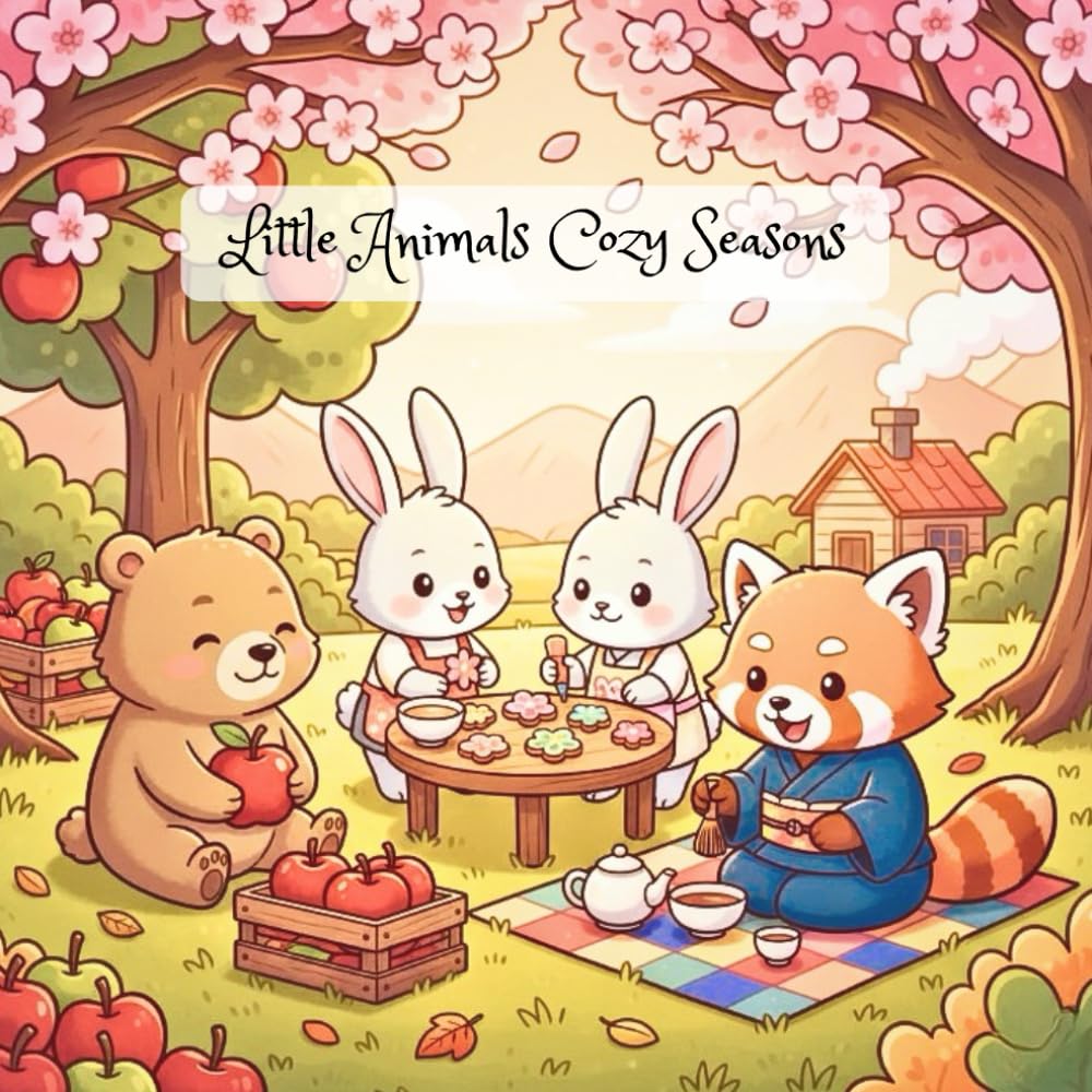Little Animals Cozy Seasons: Simple and cute animal coloring Book