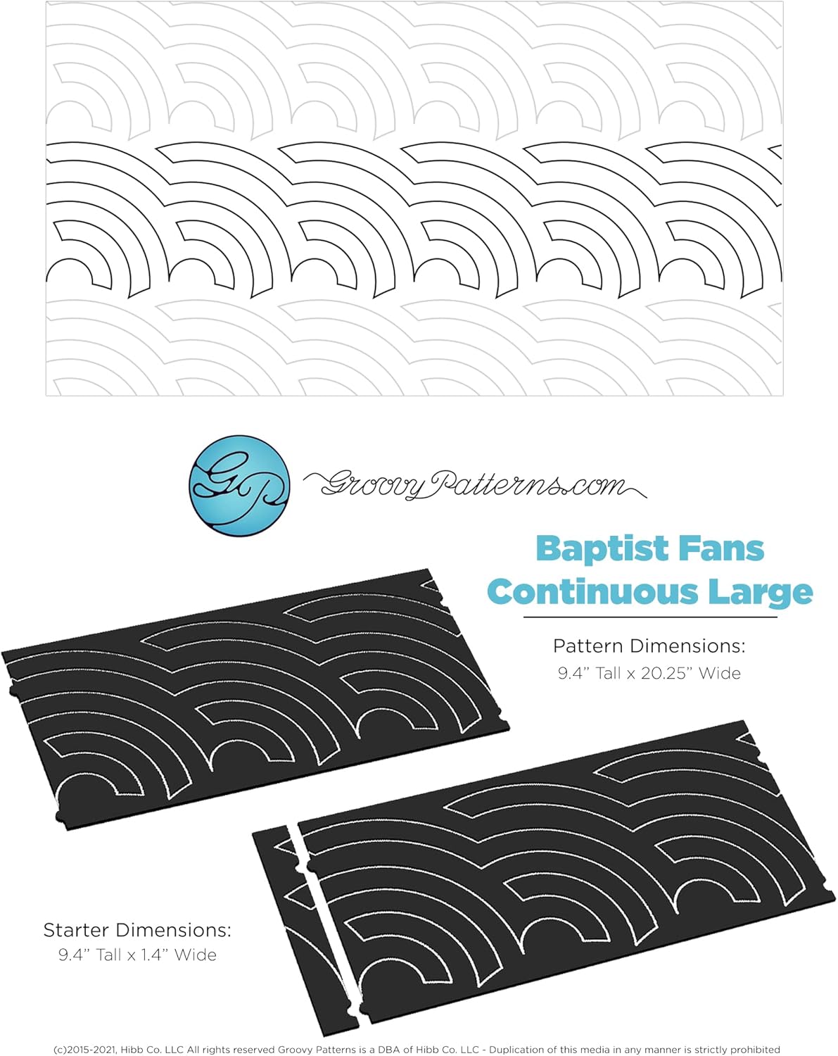 Generic Groovy Patterns Baptist Fans Large Patchwork Quilt Pattern - Long Arm Board Sewing Quilting Templates