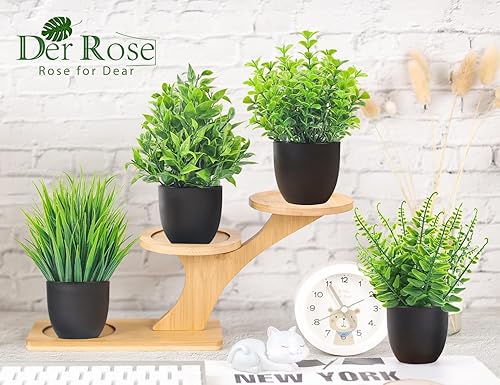 Miniatura 9 de Der Rose 6 paquetes de plantas artificiales para el hogar, oficina, granja, baño, decoración de estantes para interiores