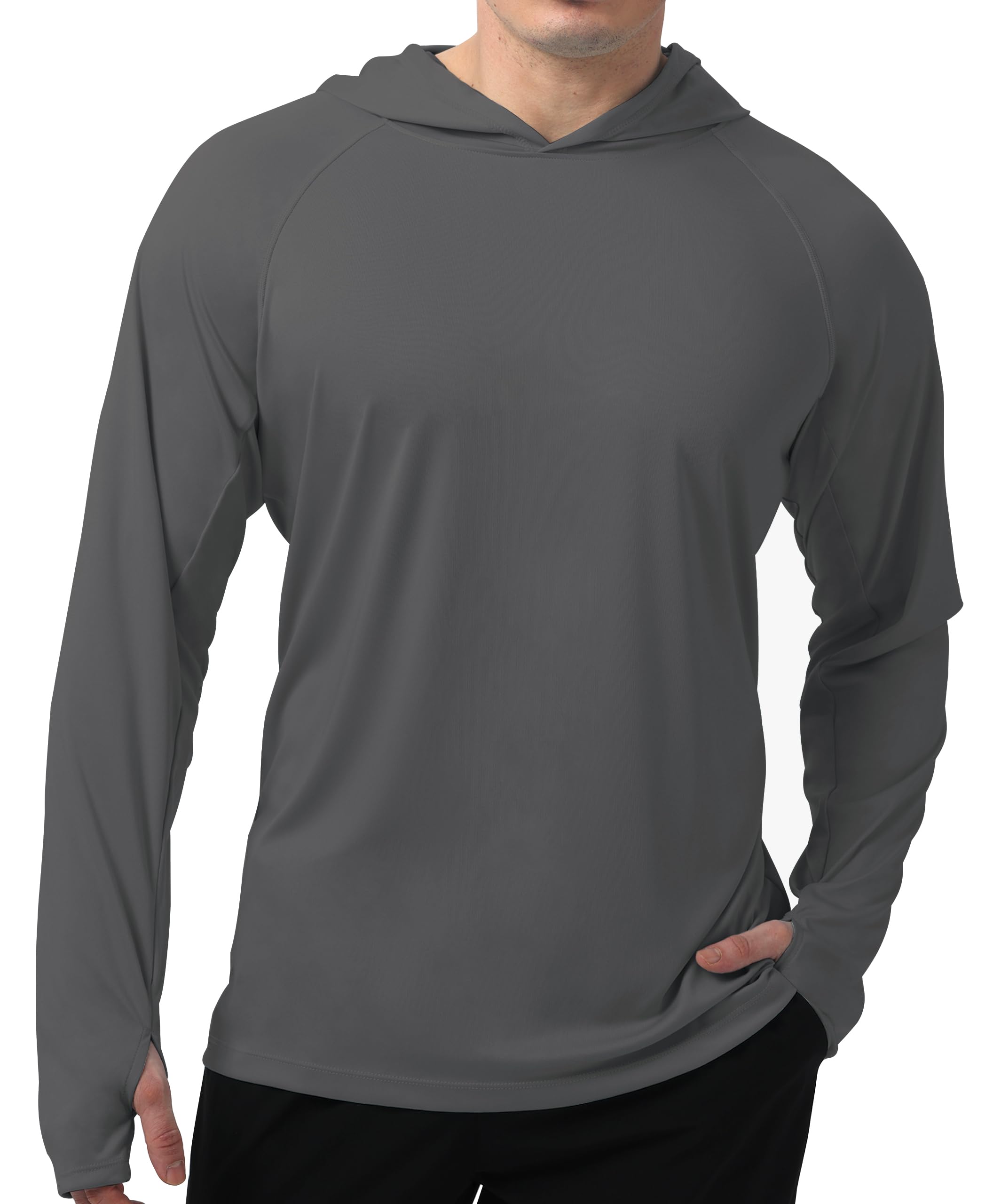 Men's UPF 50+ Sun Protection Hoodie Shirt Long Sleeve SPF Fishing Outdoor UV Hiking Lightweight Shirts