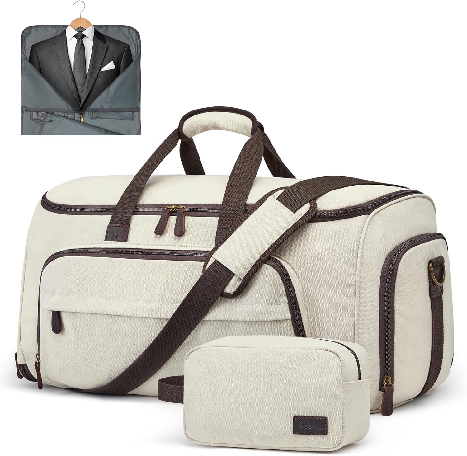 S-ZONE Carry On Garment Bag for Travel Convertible Duffle Bags for Men Women 2 in 1 Hanging Suitcase Business with Toiletry Bag