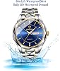 2 Piezas de Relojes de Pareja para San Valentín, Hombre y Mujer, Luminosos, Calendario, Impermeables, Acero Inoxidable, Dorado y Plateado, Carátula Azul, Set de Él y Ella, Set de Enamorados, Boda 7