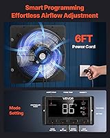 Vista 6 de VEVOR Ventilador de escape de 10 pulgadas, ventilador de ático montado en la pared con velocidad variable, controlador de temperatura y humedad