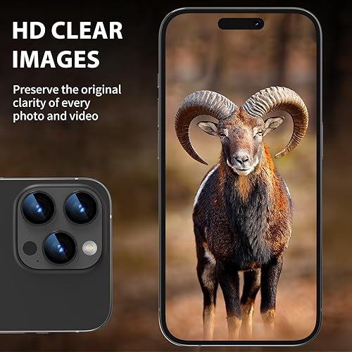 Miniatura 3 de Matekxy Protector de lente de cámara para iPhone 15 Pro Max - para 15Pro14 Pro14 ProMax 9H vidrio templado antiarañazos, cubierta individual de