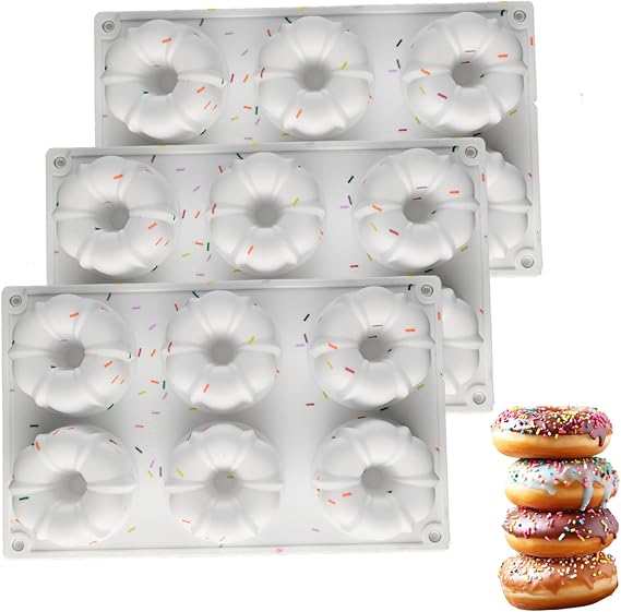 3PCS Silicone Jello Molds 6-Cavity Nonstick Silicone Molds for Baking Donuts Cake Brownies Mousse