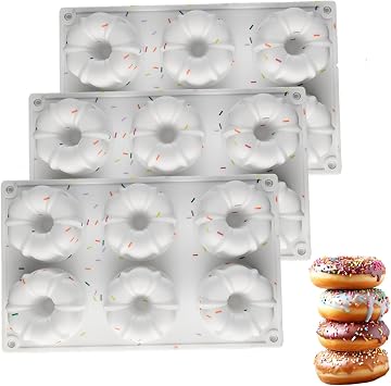 3PCS Silicone Jello Molds 6-Cavity Nonstick Silicone Molds for Baking Donuts Cake Brownies Mousse