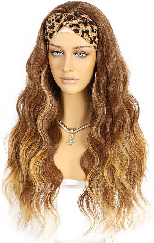 Sapphirewigs Ombre Barna Hullámos Fejpántos Paróka - 66 cm Hosszú, Ragasztómentes Műhaj 150% Sűrűséggel, Napi Viseletre és Cosplayhez