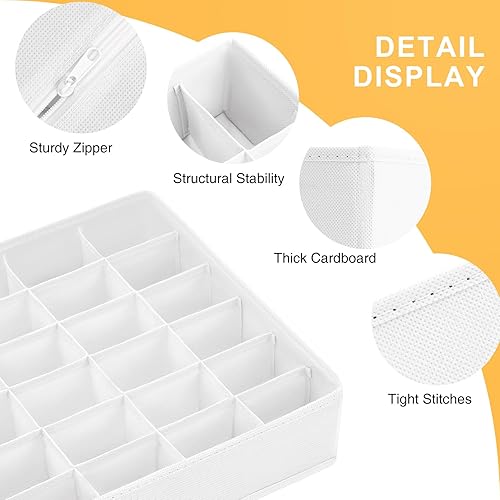 Miniatura 30 de Joyoldelf Organizador de cajones para calcetines, organizador de ropa interior, organizador de 16 celdas de tela, cajas de almacenamiento para Beige