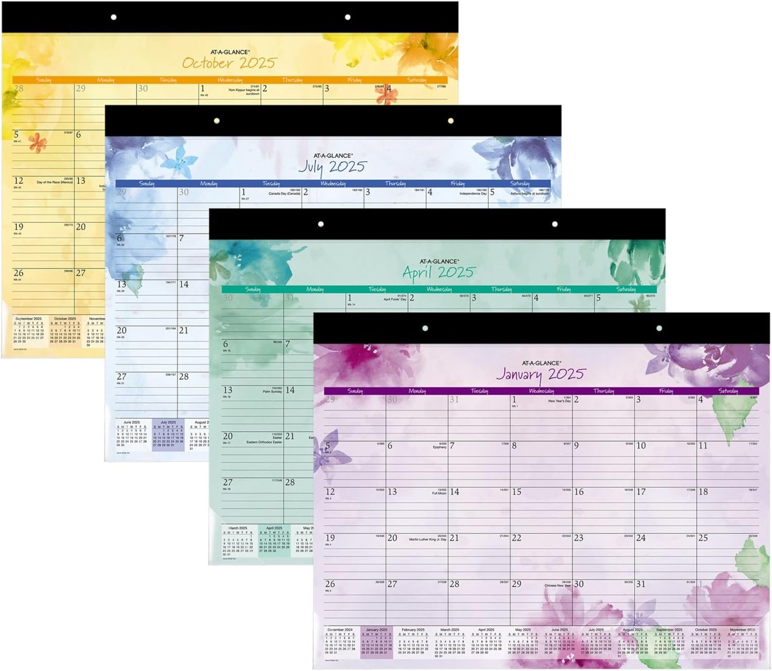 2025 AT-A-GLANCE® Beautiful Day Monthly Desk Pad Calendar, 21-3/4" x 17", Floral, January 2025 To December 2025, SK38-70