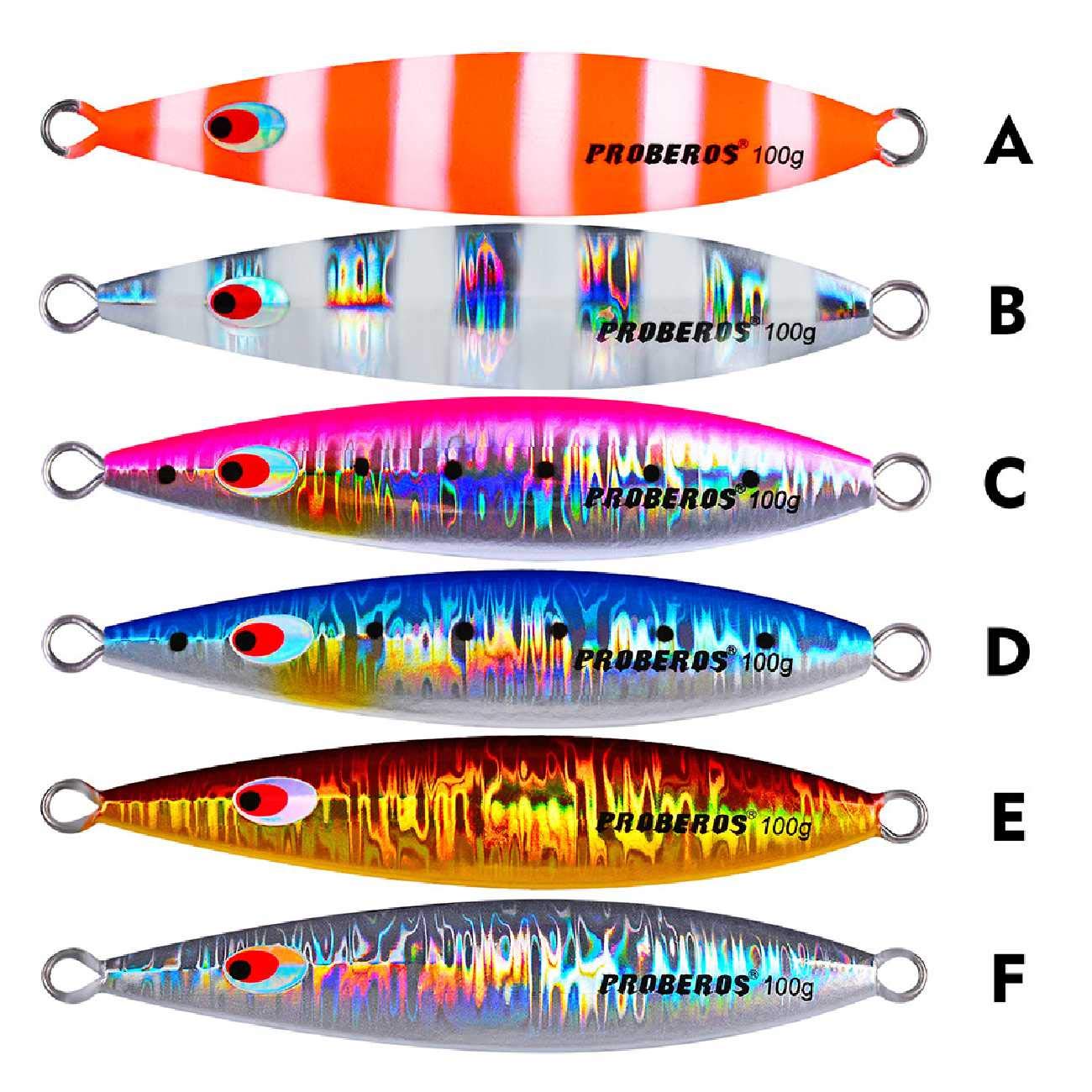 Lot de 6 leurres de pêche en métal 40 g/60 g/80 g/100 g