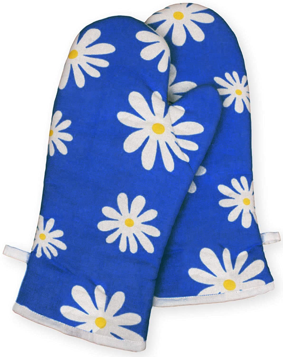 Kuber Industries Flower Design Cotton Microwave Oven Mitten/Gloves for Microwave, Set of 2 (Blue), Standard (HS_37_KUBMART020605)