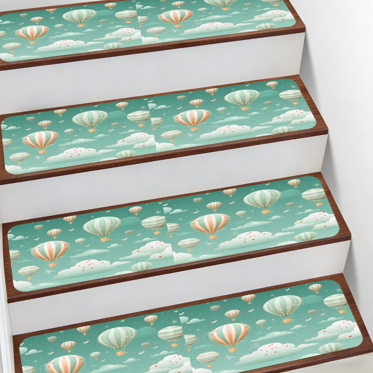 Alfombra para peldaños de escalera antideslizante de 7.8 x 30 pulgadas azul cielo