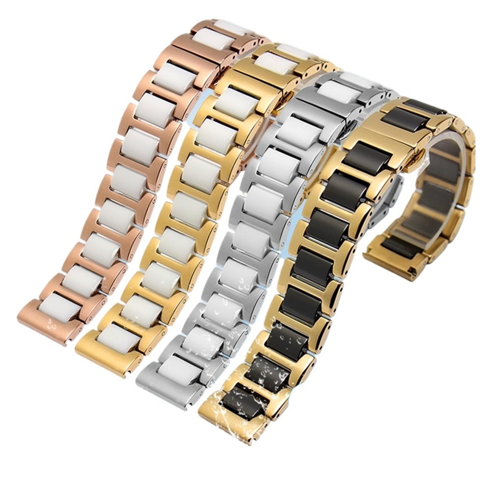 HMFang Cinturino in Ceramica A Sgancio Rapido da 14, 15, 16, 17, 18, 19, 20, 21, 22 Mm, Nero E Bianco, for Uomo E Donna.