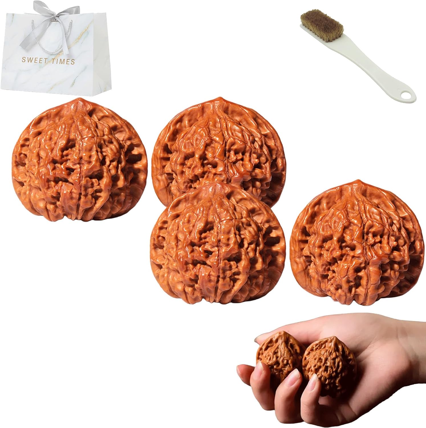 2026 New Wenwan Walnuts,Chinese Walnuts Fidget,Walnut and Massage Stress Relief Health Care Ball Toy for Stress Relief (4pcs)