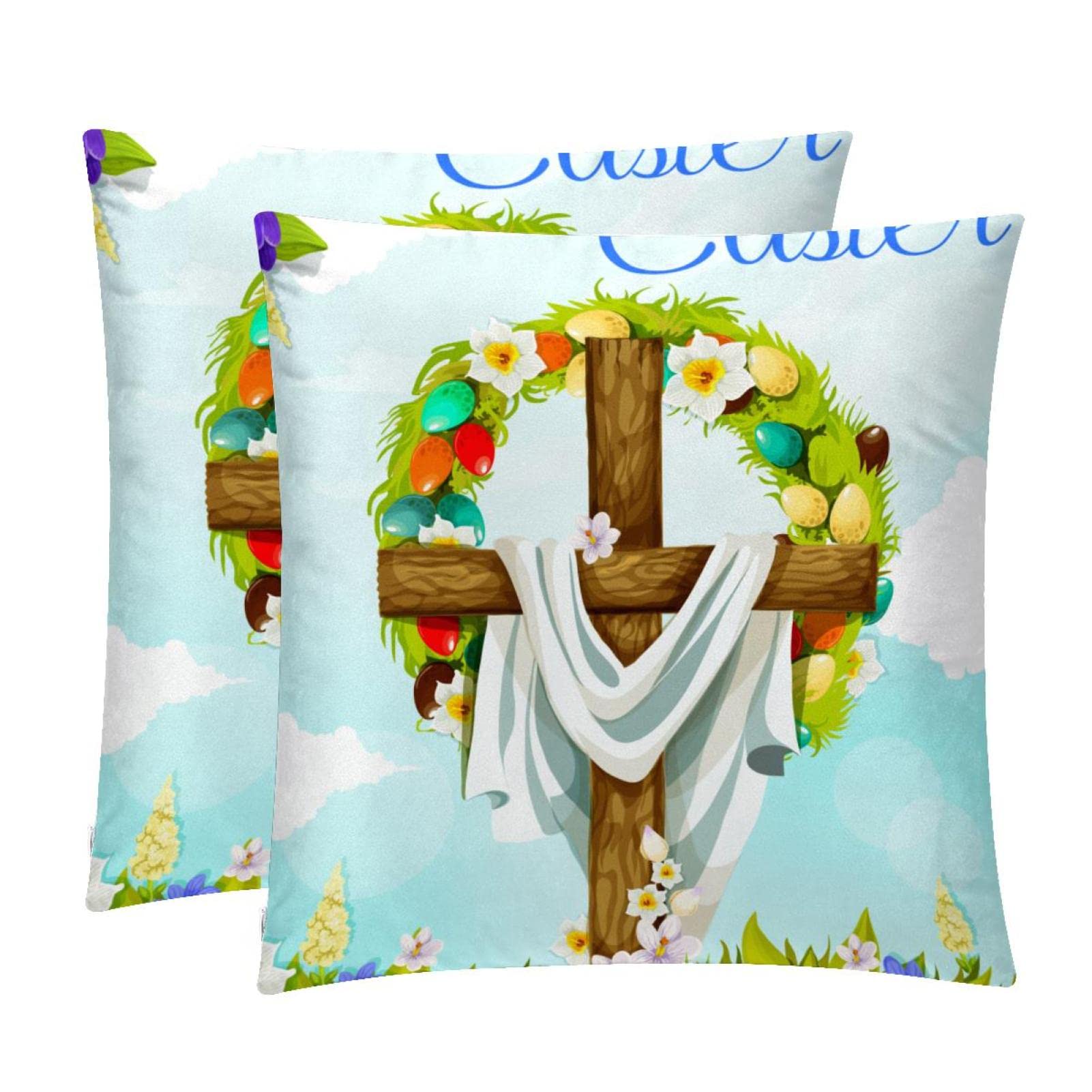 Housse de coussin lombaire de Pâques lot de 2 taies décoratives maison de ferme