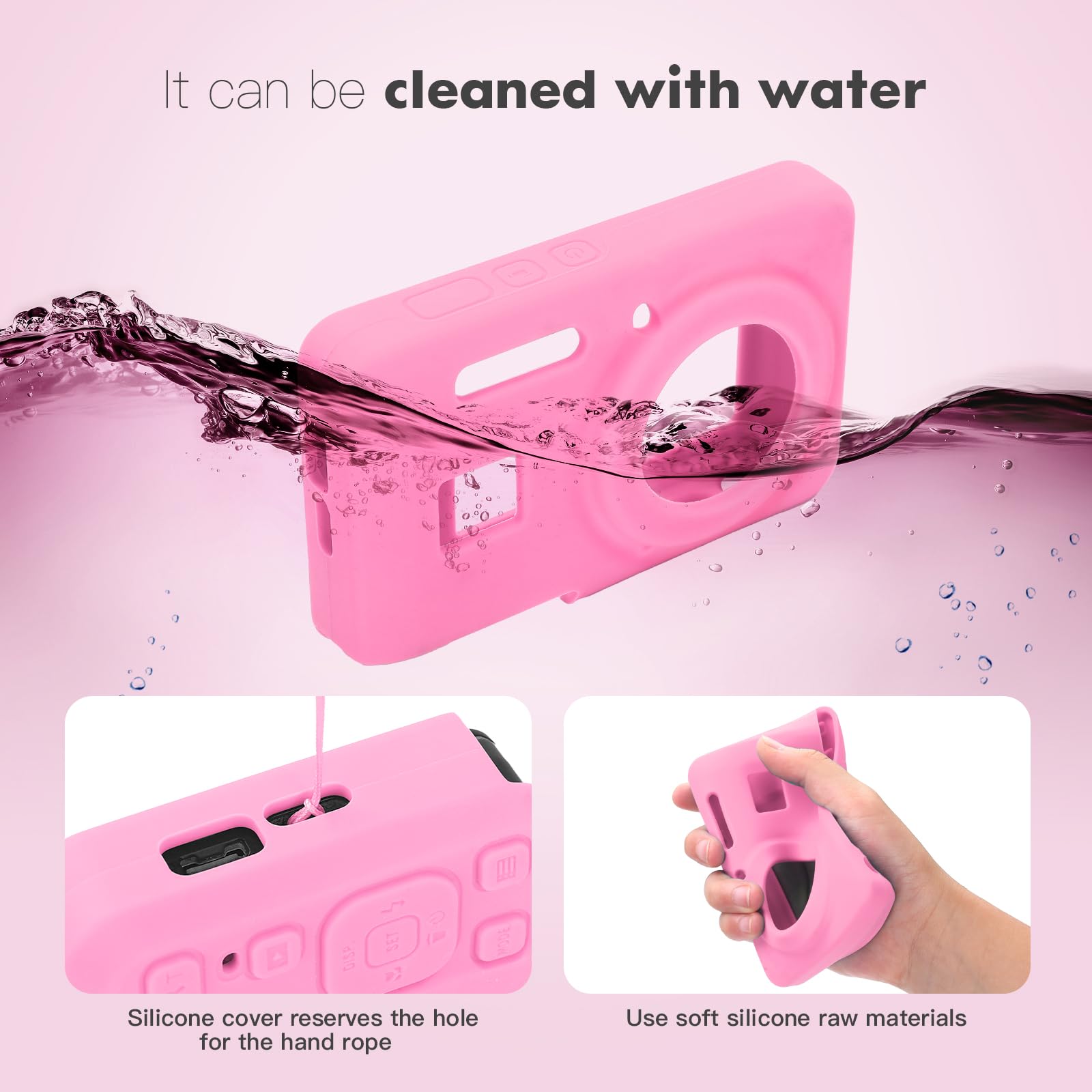 Custodia in silicone compatibile con KODAK PIXPRO FZ55, custodia protettiva in morbido silicone antigraffio per fotocamera digitale (rosa)