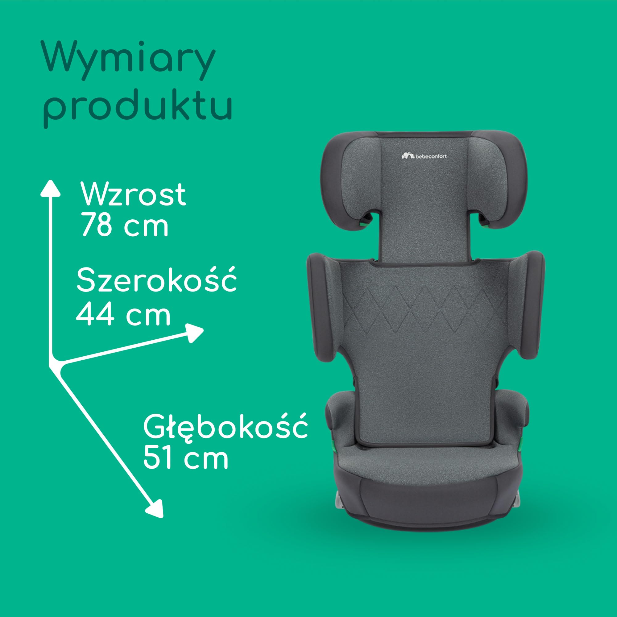 Bebeconfort Road Fix i-Size — fotelik z podwyższonym siedziskiem, fotelik samochodowy z systemem ISOFIX, fotelik samochodowy klasy i-Size, od 3,5 do 12 lat, 15–36 kg, 100–150 cm, Tinted Graphite