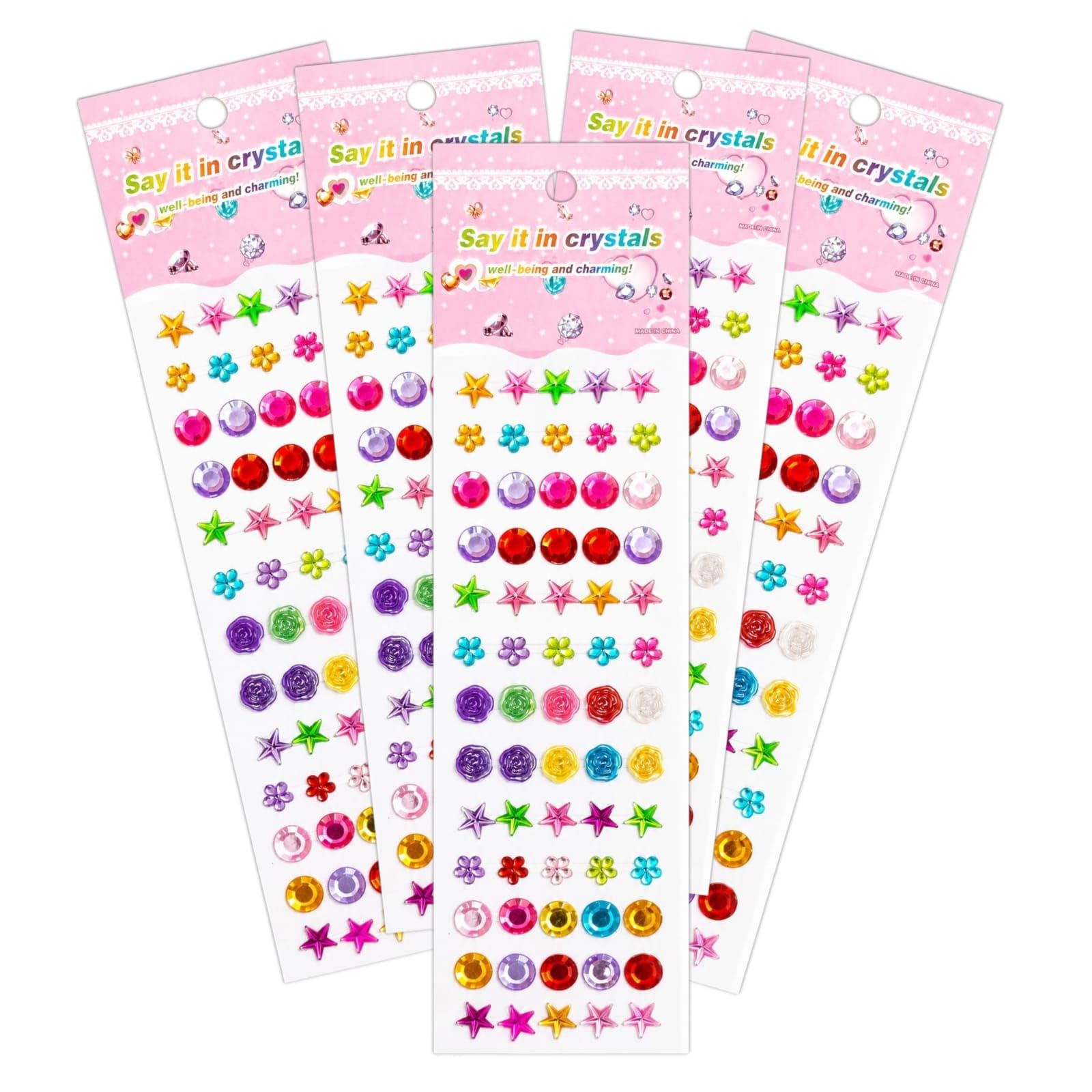 Self Adhesive Rhinestone Gem Stickers 6 Sheets, 420 Colorful Crystal Stickers for Kids Crafts, Scrapbooking, DIY Art Projects, Greeting Cards, School Activities | Return Gifts & Kanjak Gifts-image-16