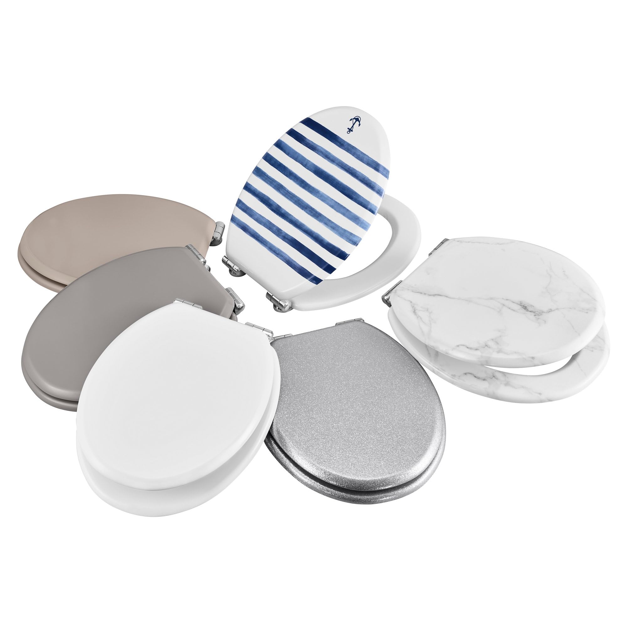 GoodHome Abattant WC Pilica Marbre Blanc et Noir MDF avec Frein de Chute