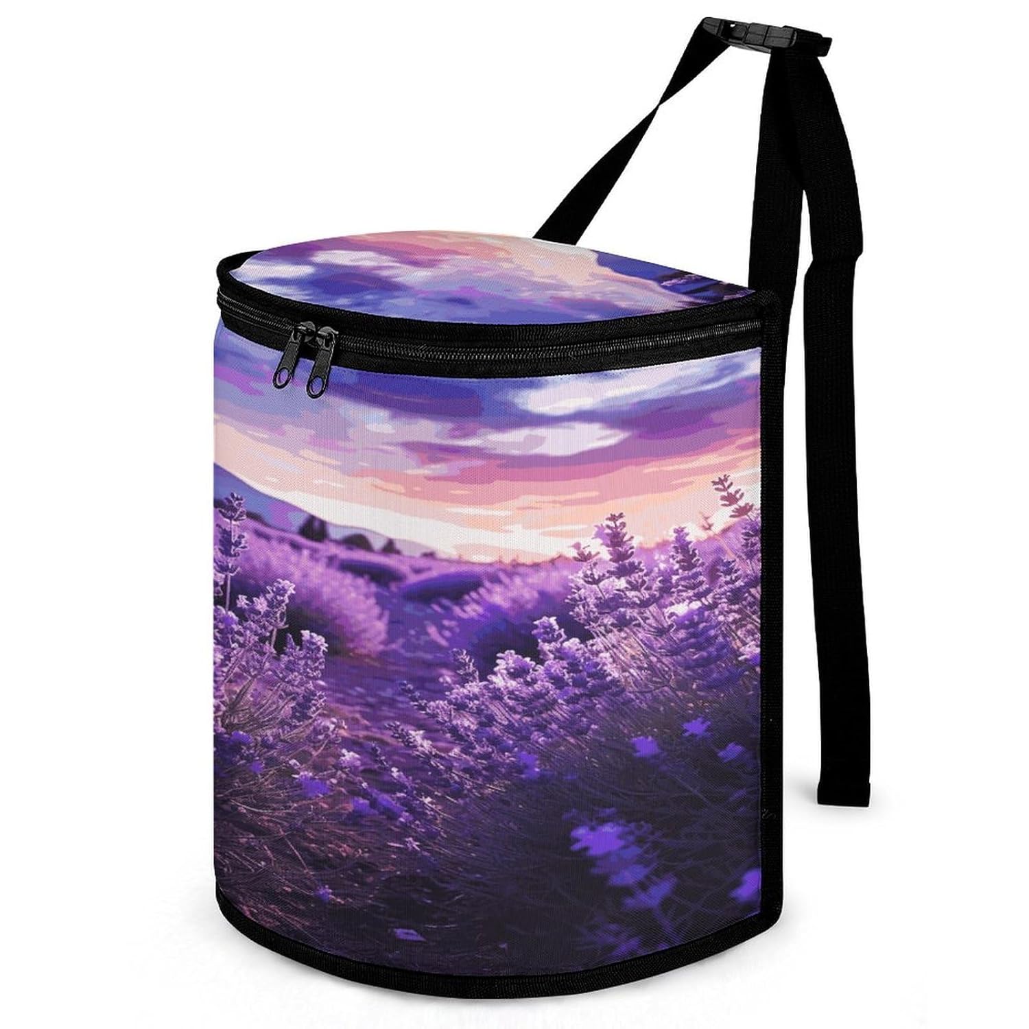 Purple Lavender Car Trash Bag Large Capacity Car Garbage Can with Lid Collapsible Portable Auto Trash Bin Hanging Auto Organizer Storage Bag for Travelling Outdoor