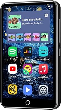 80GB MP3 Player with Bluetooth and WiFi, ZAQE 4" HD Full Touch Screen MP3 Player with Spotify, Amazon Music,YouTube,Pandora,Libby,Android MP4 Music Player for Kids (Black)