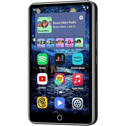 80GB MP3 Player with Bluetooth and WiFi, ZAQE 4" HD Full Touch Screen MP3 Player with Spotify, Amazon Music,YouTube,Pandora,Libby,Android MP4 Music Player for Kids (Black)