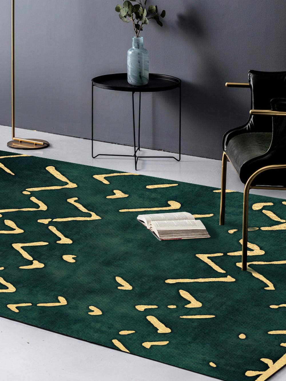 Teppich Moderner Teppich Wohnzimmer Teppich 100X160cmGrün Dekoration Anti-Rutsch Teppich