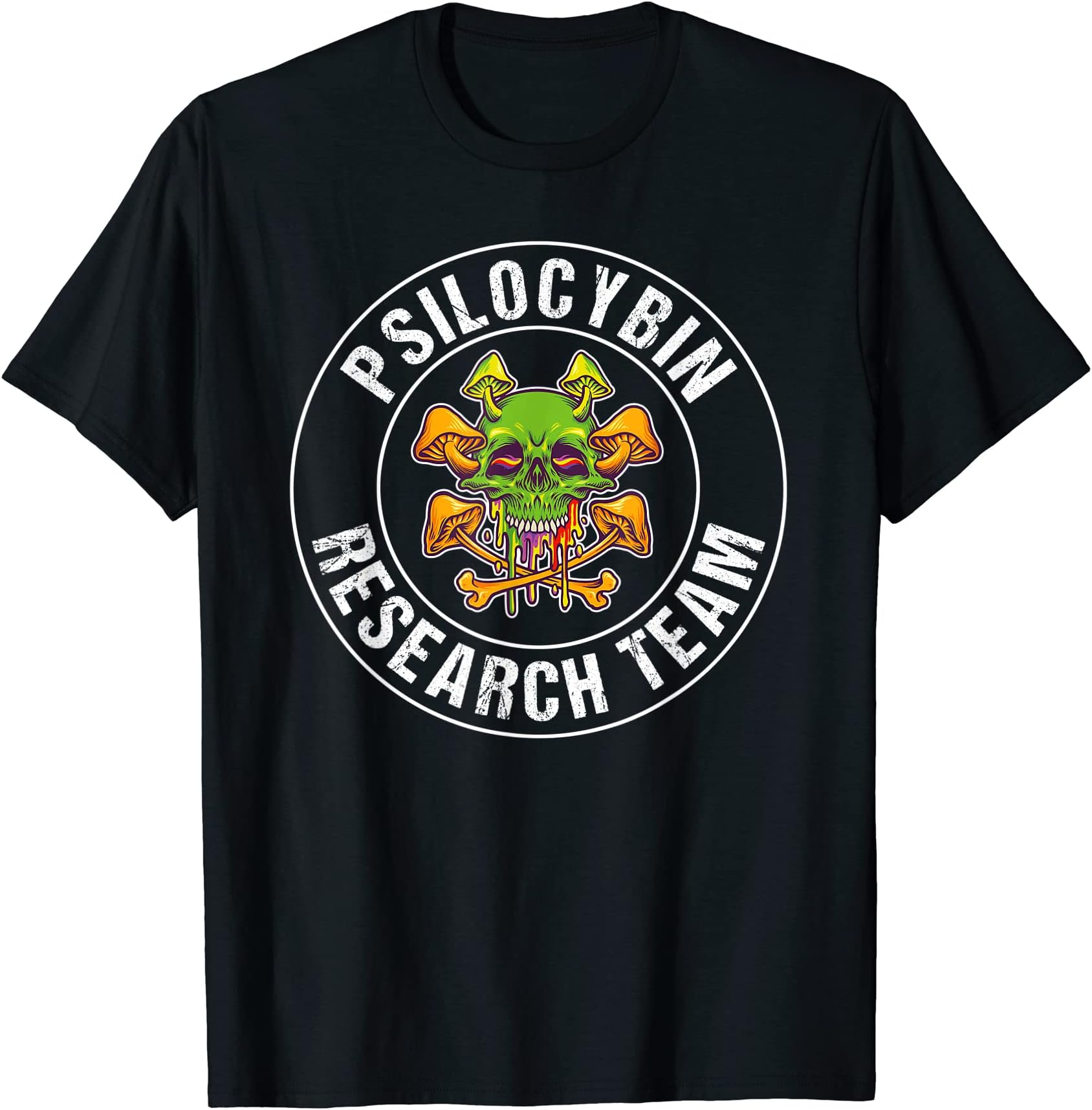 Psilocybin Research Team Psychedelic Magic Mushrooms Retro T-Shirt