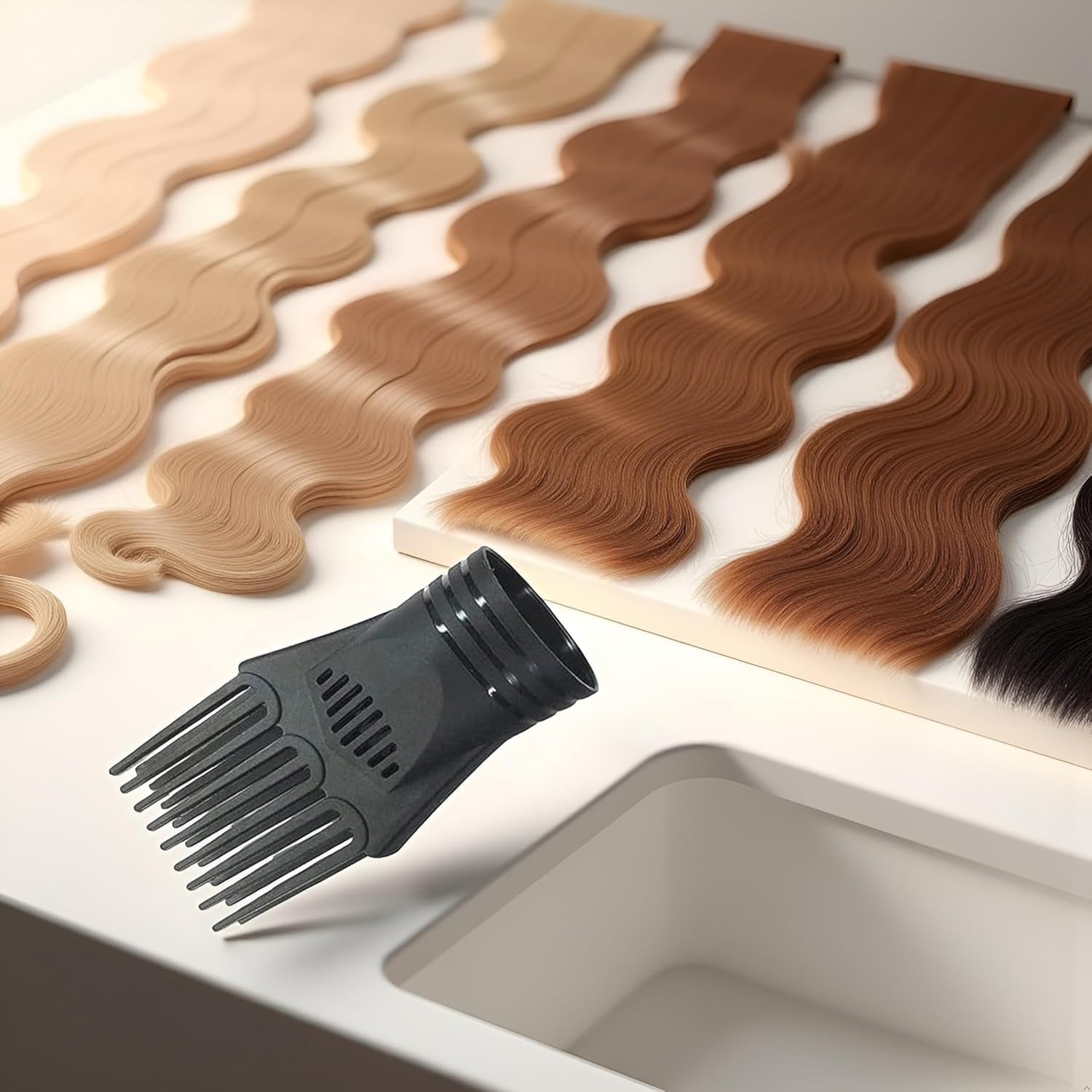 Universal Hair Dryer Comb Attachment for Straightening, Detangling, Plastic Blow Dryer Nozzle for Curly, Natural Hair, Salon Styling