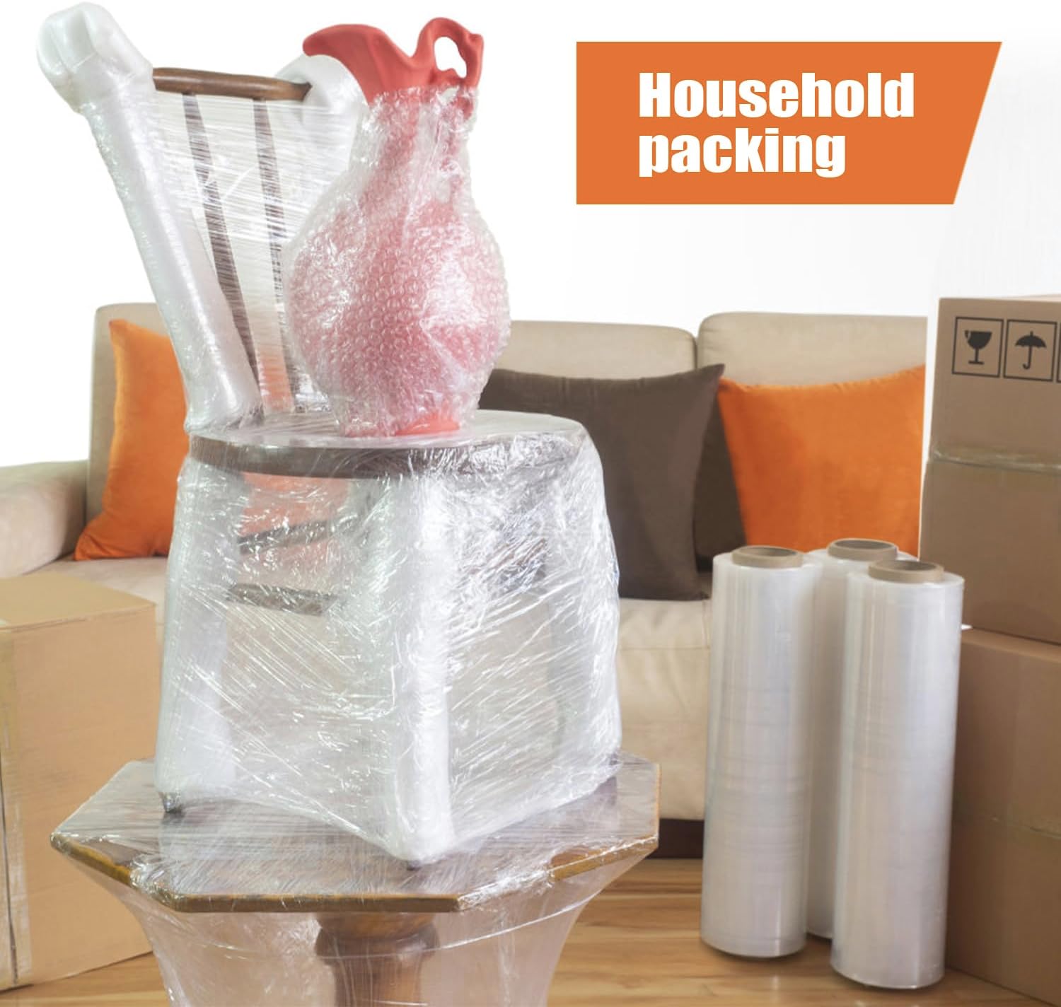 Stretch Film,1 Roll Stretch Film Packing Film Industrial Stretch Film Moving Packaging Wrap,Heavy Duty Pallet Wrap & Shrink Wrap (11.8'' x 1509')